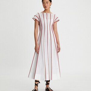 Tory Burch Colorblock Honeycomb Eyelet A-line Jersey Dress Size: 0